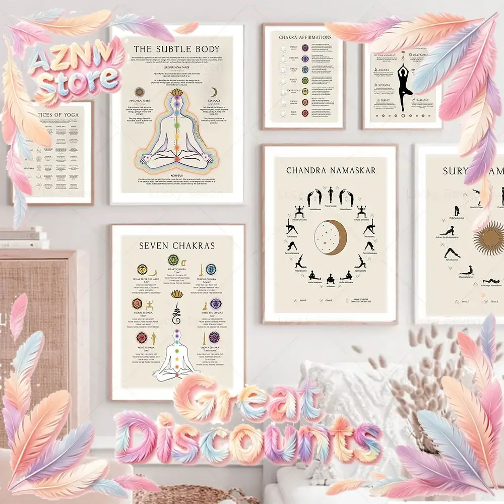 Zen Yoga Fitness - 2D-картина на холсте: Йога, приветствие солнцу,