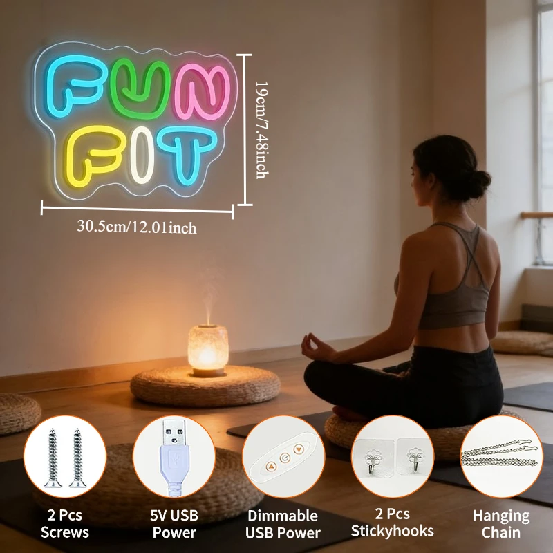 Неоновая вывеска Fun Fit: свет – обзор и цена Yoga Fitness Rooms
