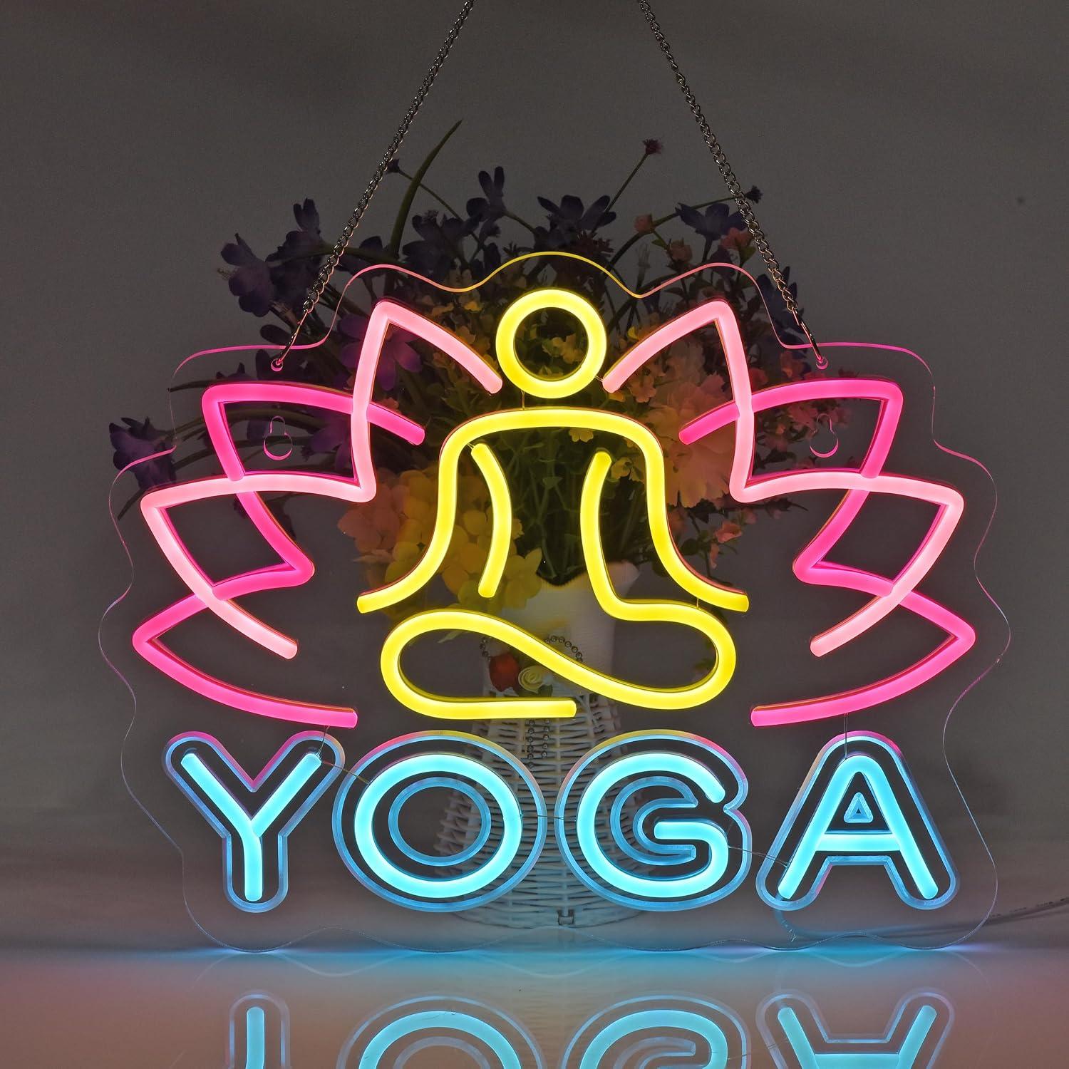 Неоновая вывеска для йоги с ре – обзор и цена Yoga Fitness Rooms