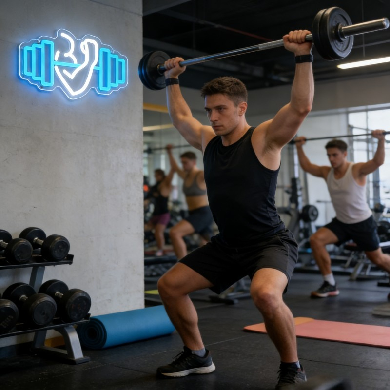 Неоновая вывеска LED «Бицепс»  – обзор и цена Yoga Fitness Rooms