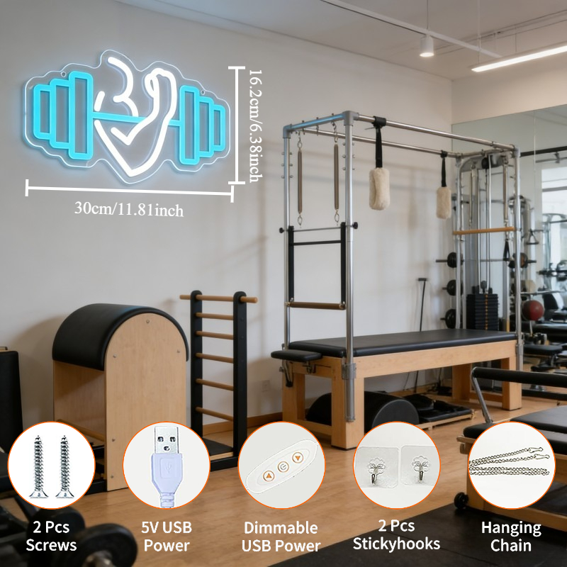 Неоновая вывеска LED «Бицепс»  – обзор и цена Yoga Fitness Rooms